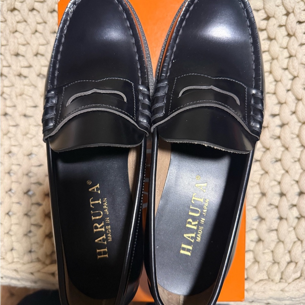Classic Japanese Haruta 906 Penny Loafers - Black Men's Loafers